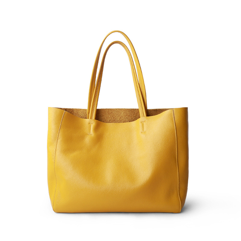 Baglo The First Layer Of Cowhide Yellow Tote Bag