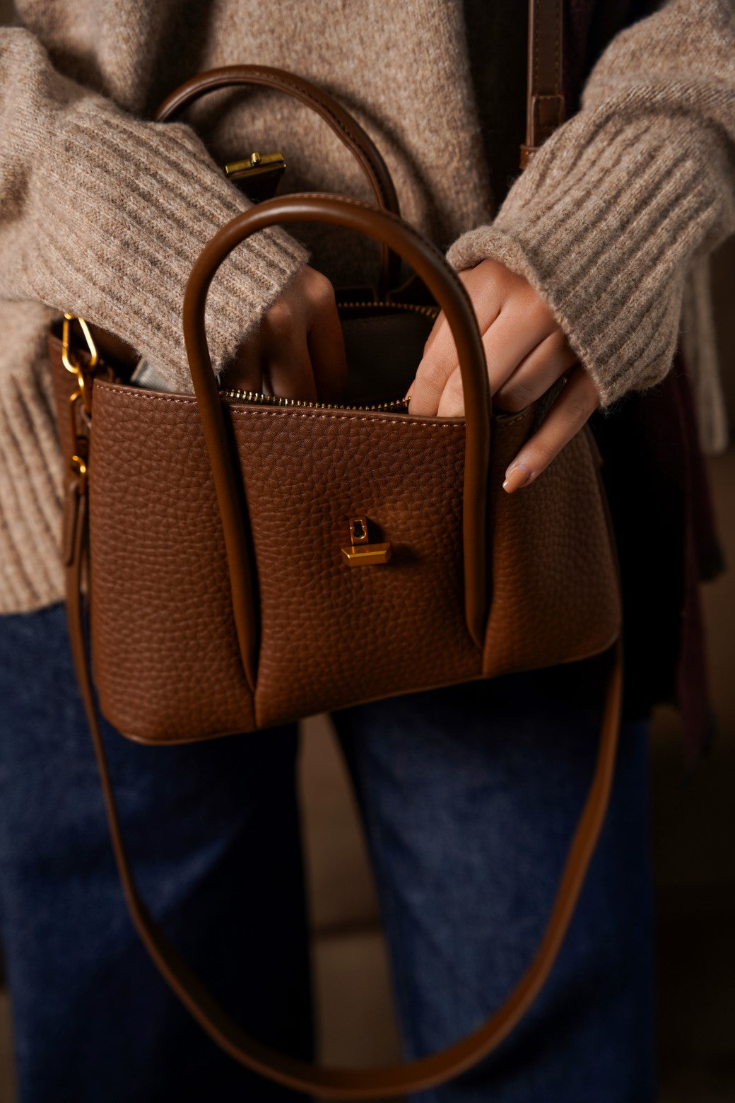 Baglo Brown Lux Tote Bag