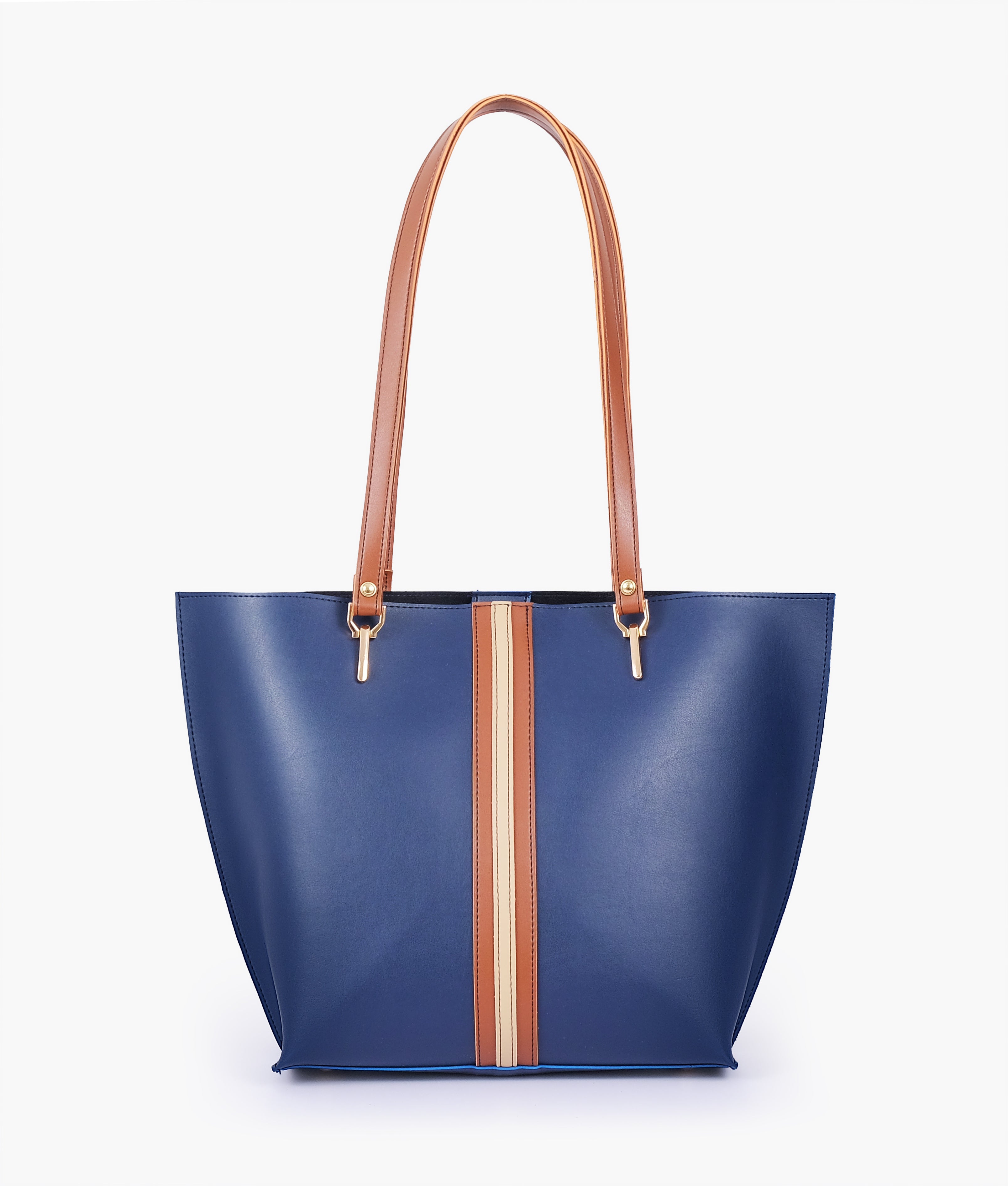 Baglo Blue Centre-Stripe Tote Bag