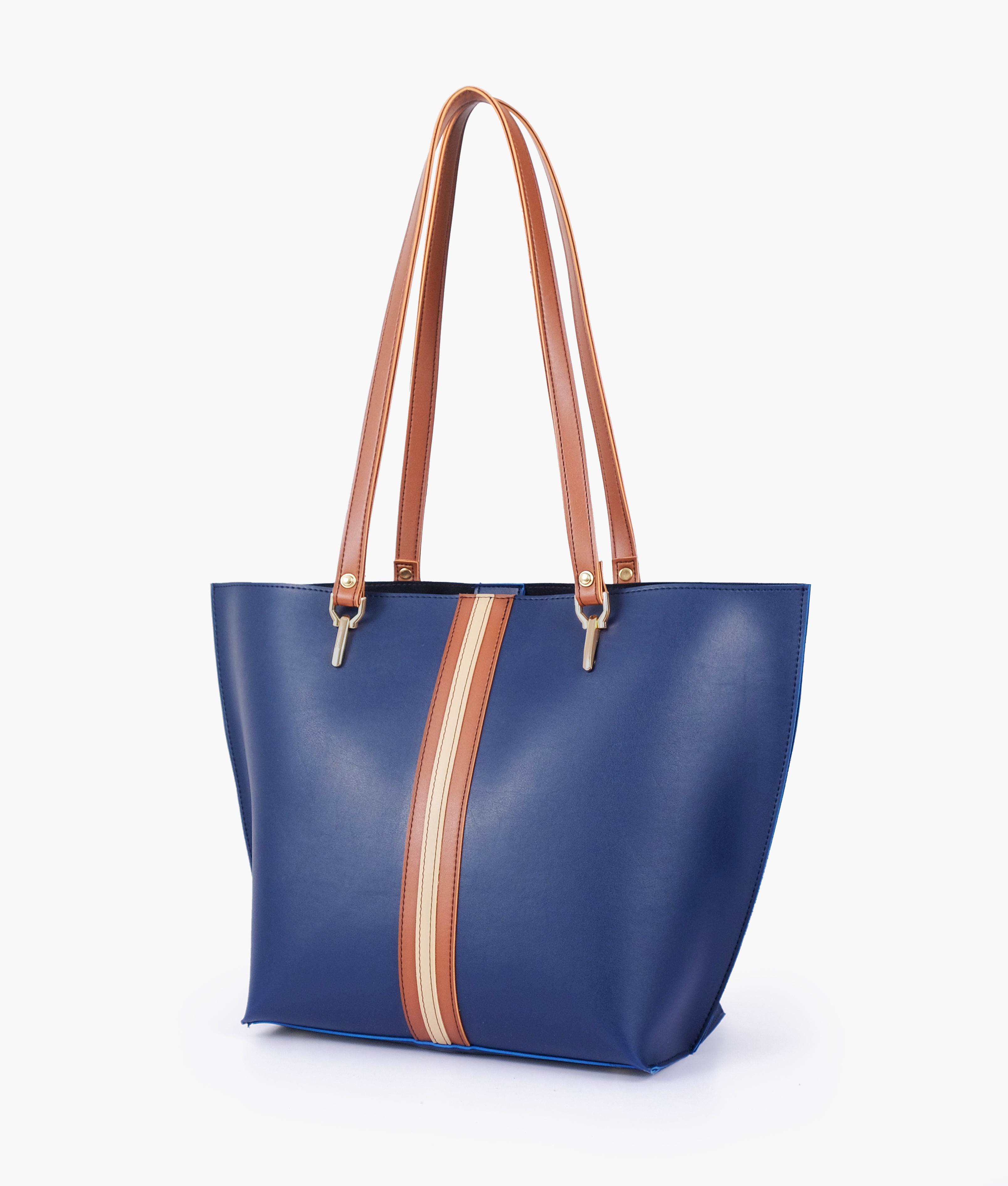 Baglo Blue Centre-Stripe Tote Bag