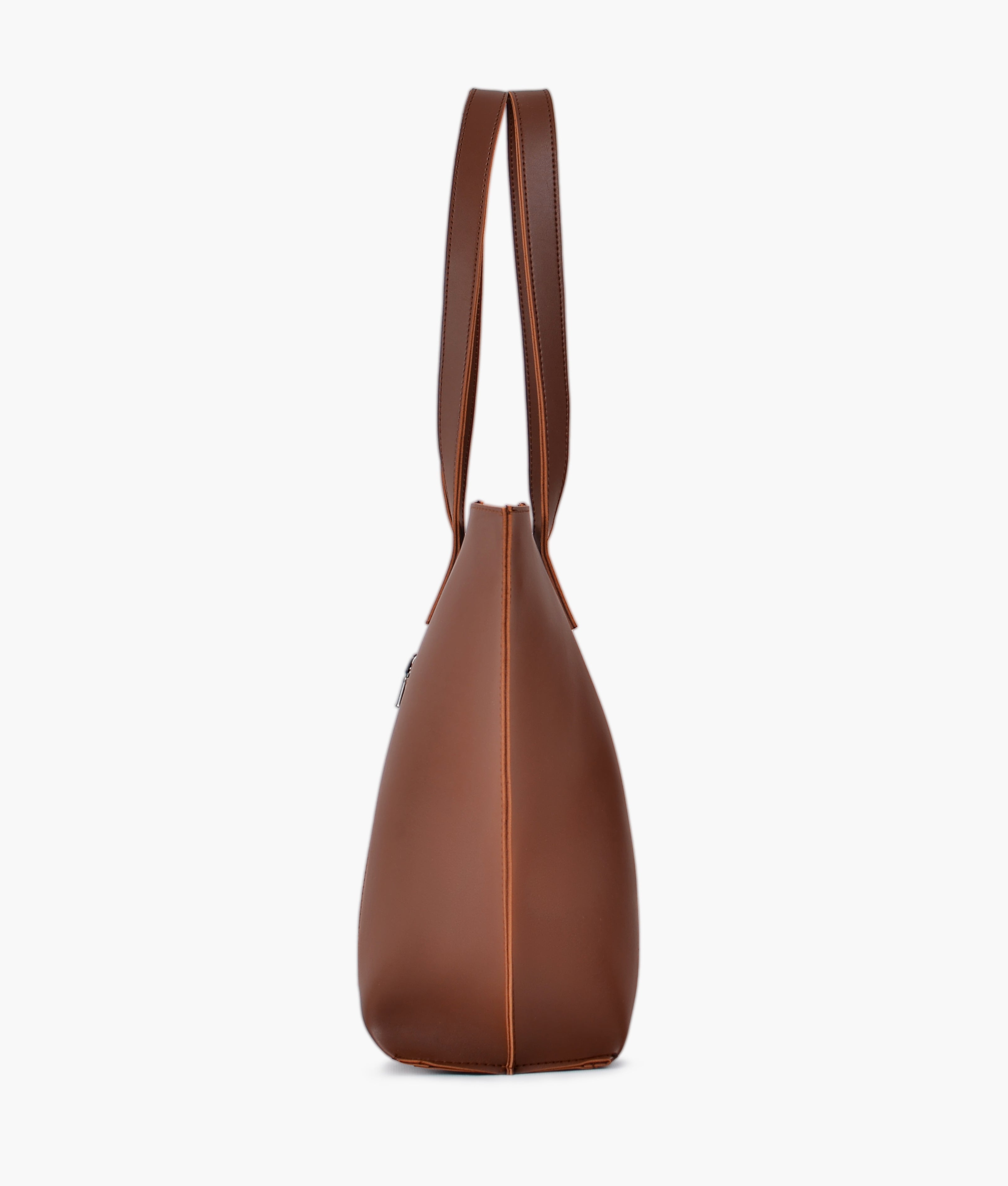 Baglo Brown Long Handle Tote Bag