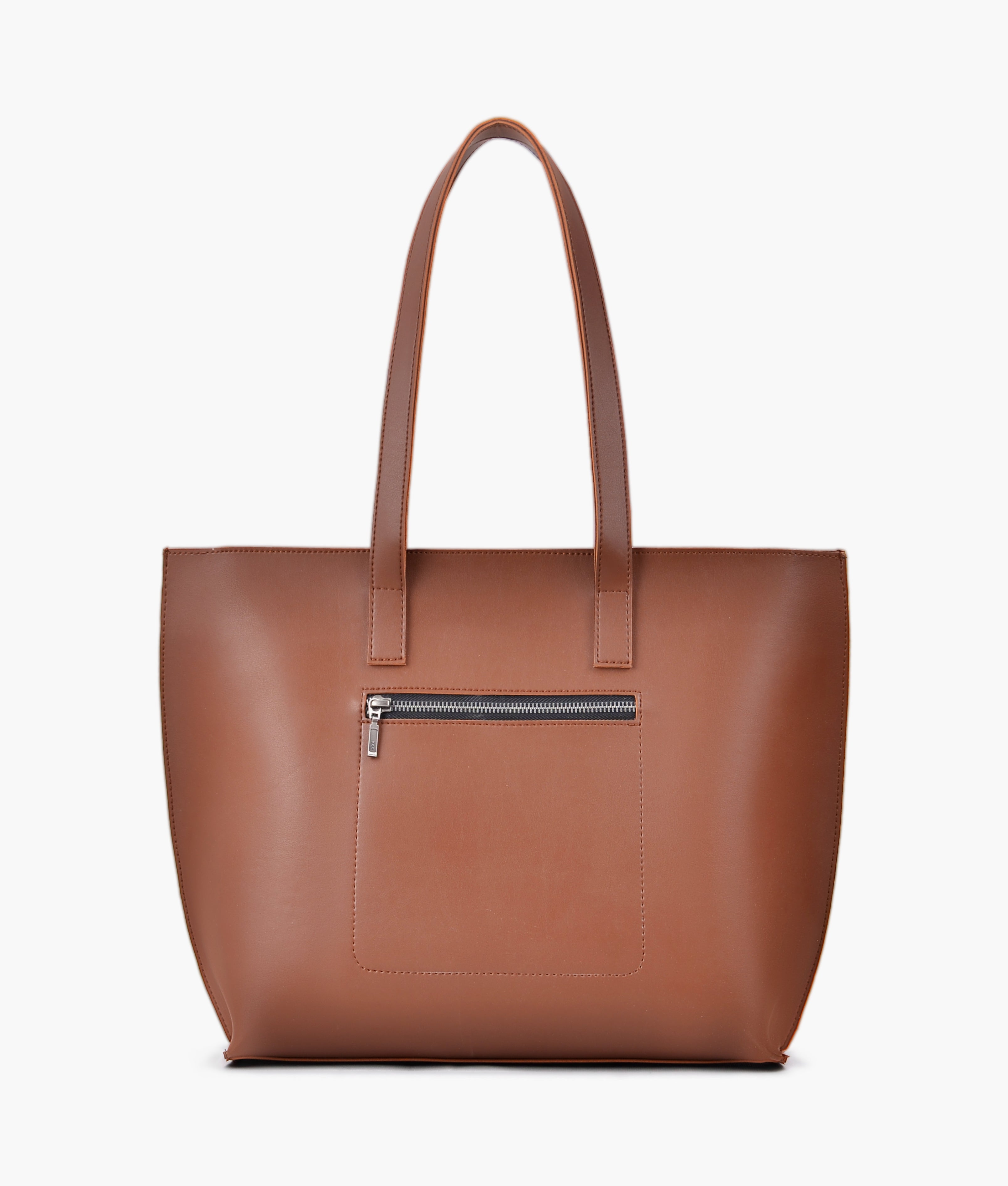 Baglo Brown Long Handle Tote Bag