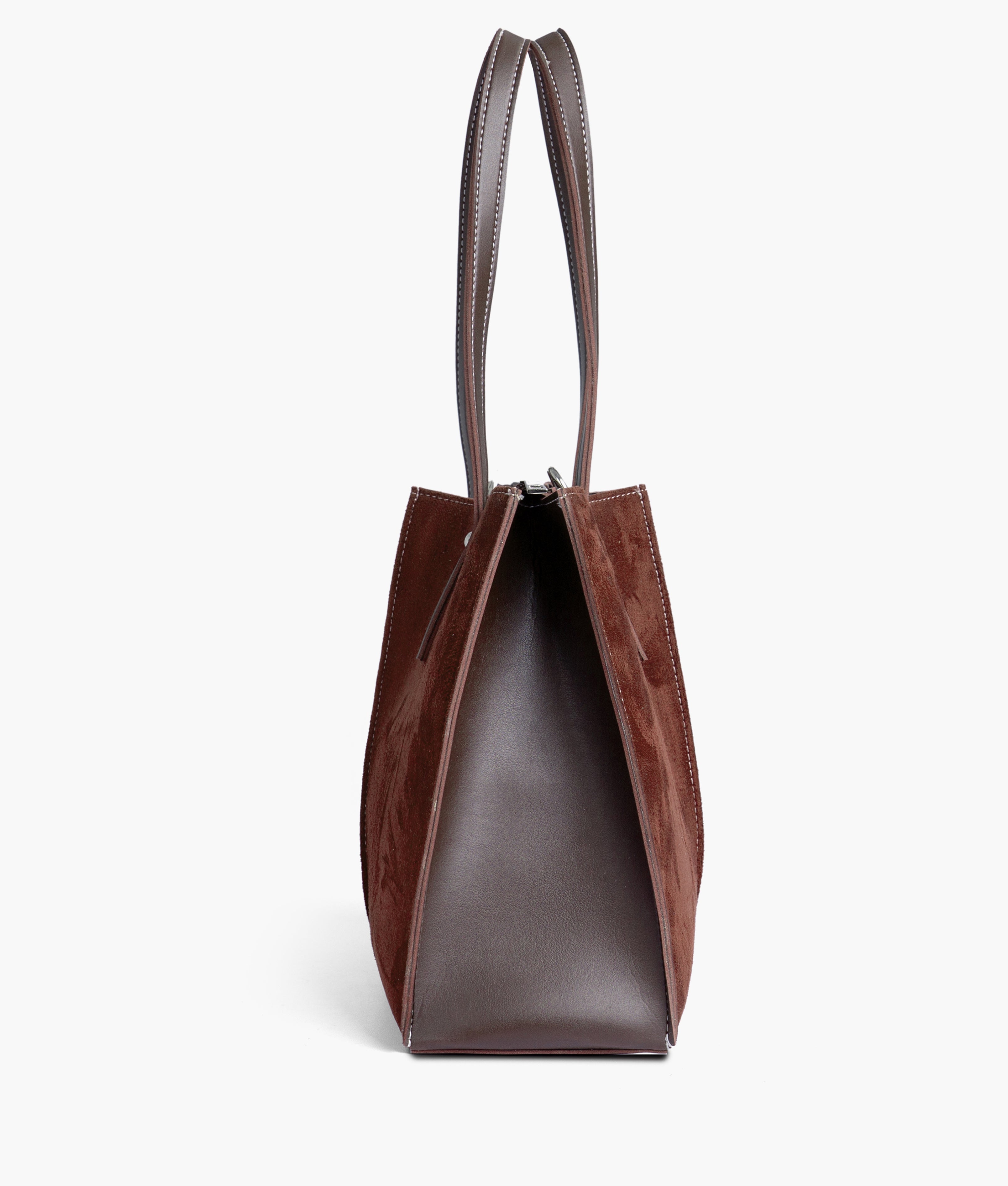 Baglo Brown Suede Zipper Tote Bag